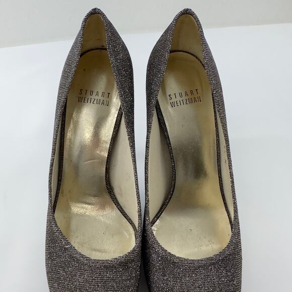 Stuart Weitzman Evebaton Metallic Shimmer Peep Toe evening pumps W-6.5‎ - Picture 6 of 11